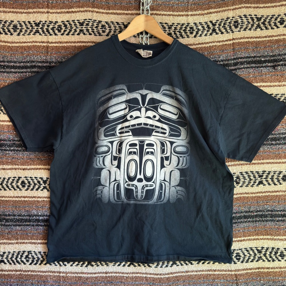 Native Origins Graphic Tee Mens XXL Black Totem Indigenous Art Made in Canada